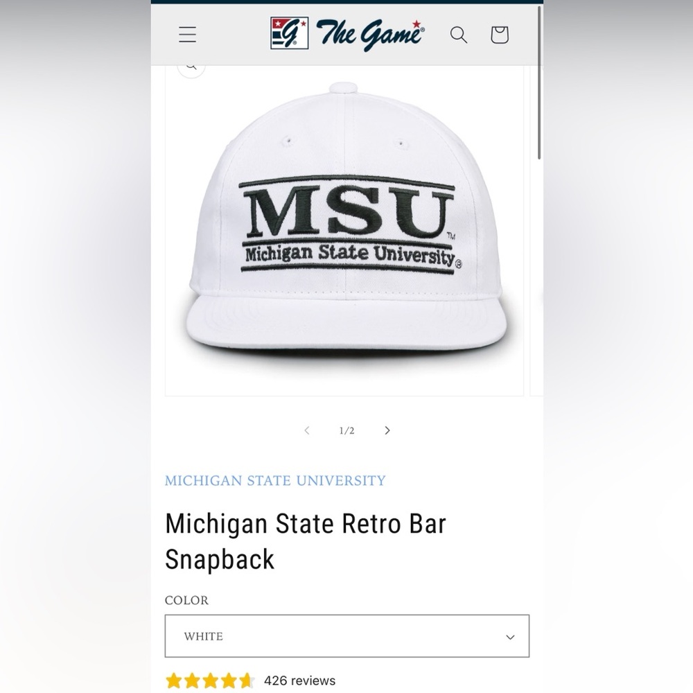 White Michigan State University Snapback Hat (NWT)